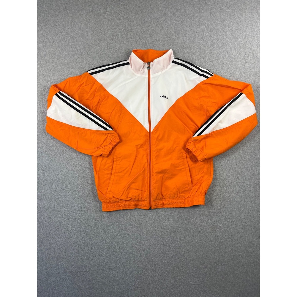 Vintage Adidas Track Mens S Orange White Color Block 90s Full Zip Lined